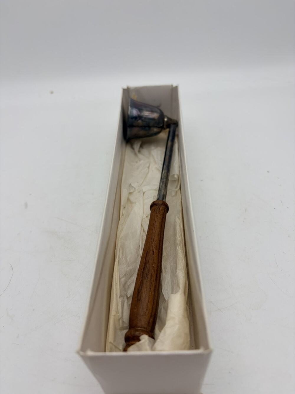 VTG SilverPlated Candle Snuffer Wooden Handled International Silver Co.